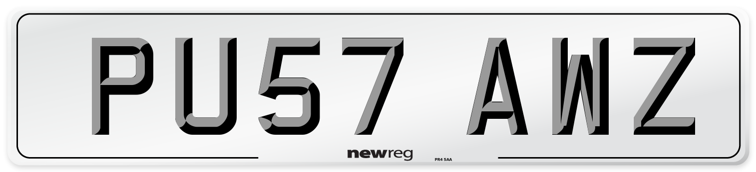 PU57 AWZ Number Plate from New Reg